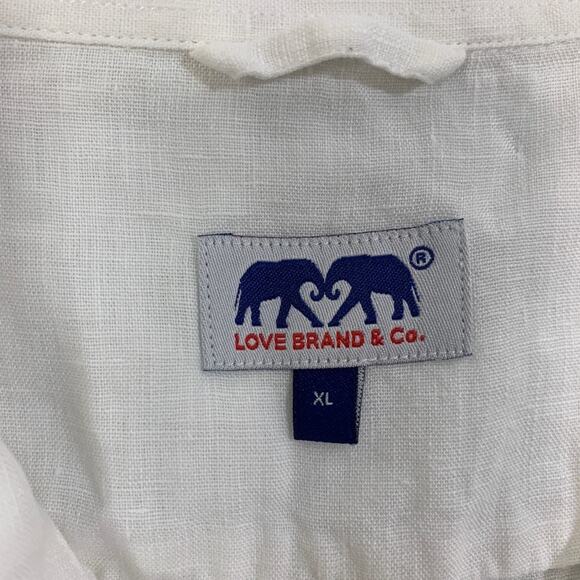 Love Brand & Co Shirt Mens Extra Large Cream Linen Button Up Long Sleeve Dress - Picture 5 of 10